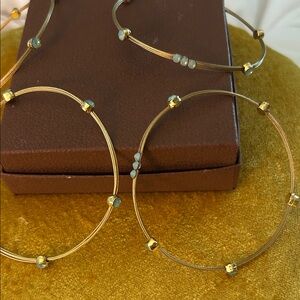 Seasonal Whispers Elegant Gold opal crystal Beaded Bracelet Set